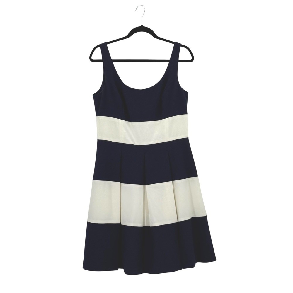 Lauren Ralph Lauren Dress Sleeveless Fit & Flare Navy Ivory Women's